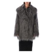 Faux Fur Wide Collar Coat