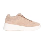 Beige Ruskind Pelsforede Sneakers