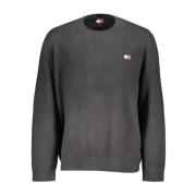 Sort bomulds sweater med broderi