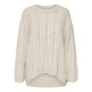 Beige Strik Rund Hals Sweater