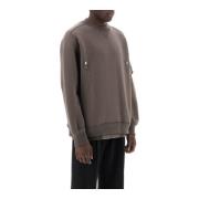 Ribstrikket Dobbelt Hem Sweatshirt med Nylon Detaljer