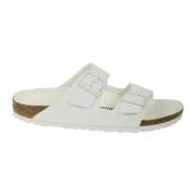 Hvid Nubuck Sandal med Justerbar Lukning