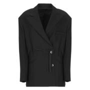 Sort Uld Blazer Peak Revers Jakke