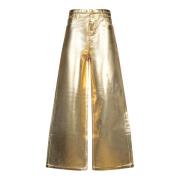 Guld Metallic Foil Wide-Leg Jeans