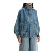 Oversized Denim Bomber Jacket