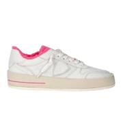 Hvide lave top sneakers med pink pels