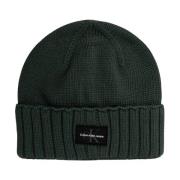 Grøn Logo Patch Bomuld Beanie