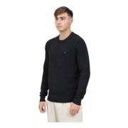 Sort Crewneck Sweater Broderet Flag