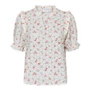 Pink Rosalie Broderi Rose Bluse