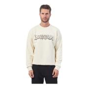 Hvid Crewneck Langærmet Logo Sweatshirt