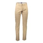 Klassiske Slim Fit Beige Bomuldsbukser