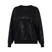 Skinnende bogstaver bomulds sweatshirt Oversized pasform