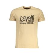 Beige Bomuld Logo Print T-shirt