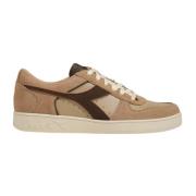 Beige Læder Sneakers med Gummisål