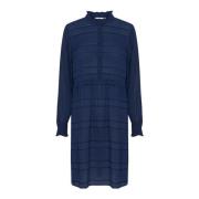 Navy Blazer Kjole med Smock Manchetter