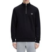 Halv Zip Sweatshirt Sort Bomuld