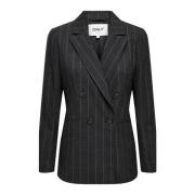 Pinstripe Grå Blazer med Reverskrave