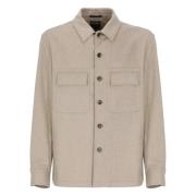 Beige Cashmere Overshirt med Krave