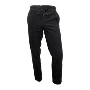 Velour Ribbet Tapered Bukser Sort