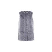 Faux Fur Krave Vest Ærmeløs Satin