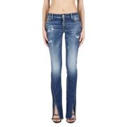 Flared Stretch Bomuld Jeans med Slidt Effekt