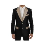 Sort Beige Silke Blazer Slim Fit