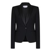 Sort Uld Tuxedo Jakke Elegant Stil