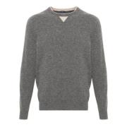 Grå Crew Neck Uld Sweater