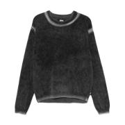 Sort Strikket Crew Neck Sweater