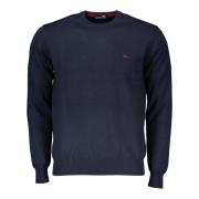 Blå rund hals sweater til mænd med logo - XXL