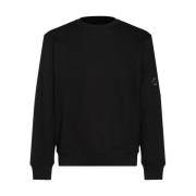 Sort bomulds sweatshirt med logo patch