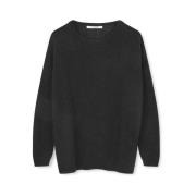 Sort Strik Drop Skulder Sweater