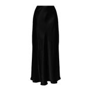 Sort Satin Maxi Nederdel