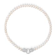 Women's Pearl Choker with Silver Double Panther Head