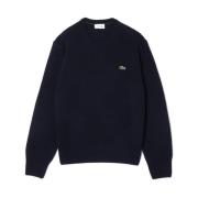 Uld Rundhals Sweater i Marineblå