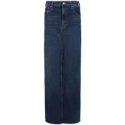 Denim Maxi Nederdel med Frontslids