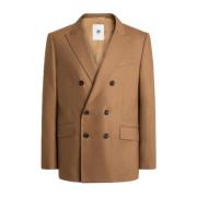 Dobbeltbrystet Beige Flannel Cashmere Blazer