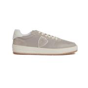 Beige Læder Sneakers Hæv Samling