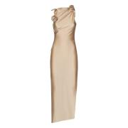 Elegant Beige Blomstret Kjole AW24