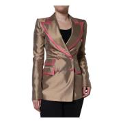 Metallic Silkeblazer med Peak Revers