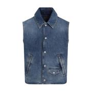 Blå Denim Ærmeløs Vest