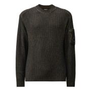 MultiColour Lambswool Sweater med Ciniglia Kontrast