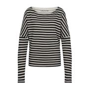 Stribet Cashmere Rund Hals T-shirt