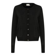 Sort Dyb Cardigan med Knapper