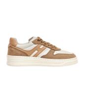 Beige Ruskind Sneakers med H Logo