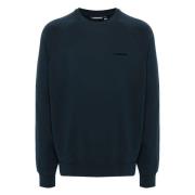 Blå Crew Neck Sweater Casual Stil