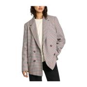 Houndstooth Blazer Jakke Hæv Stil