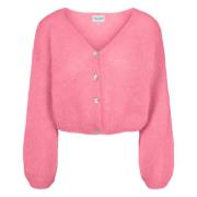 Pink Cropped Mohair Cardigan