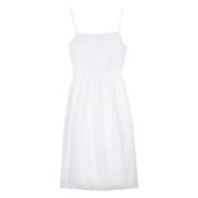 Hvidt Linned Midi Slip Kjole