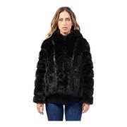 Sort Faux Fur Hættetrøje